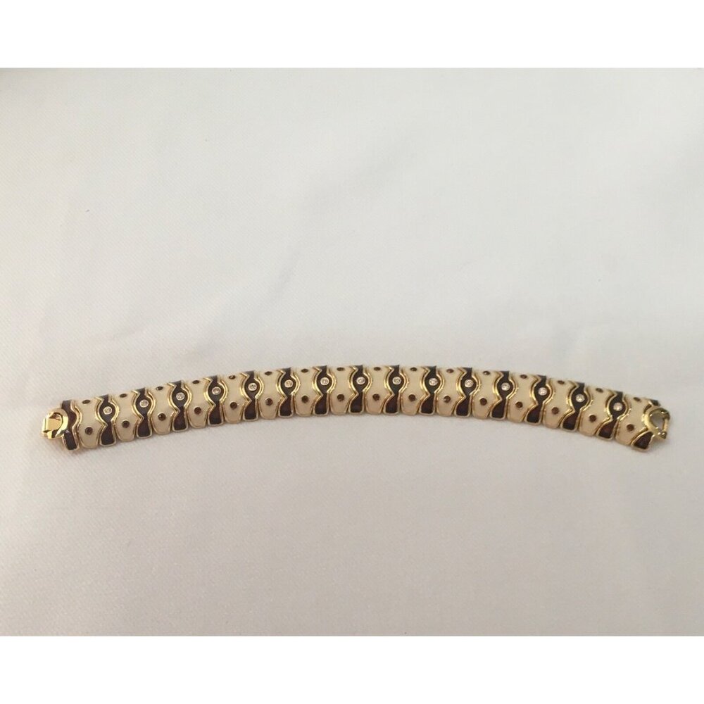 Joan Rivers Link Bracelet Cream White  Amber  Brown Clear  Rhinestones 7.5 “
